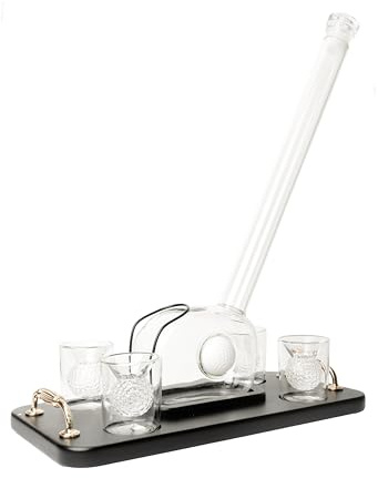 Connoisseur Creations Set di bicchieri in vetro con decanter per mazze da golf e quattro palline