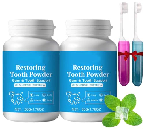 2 pezzi Polvere Riparatrice Per Denti Reumi,Polvere Sbiancante Naturale A Base Di Erbe,Rinforza,Purifica E Stabilizza I Denti,Protegge Gengive E Radici