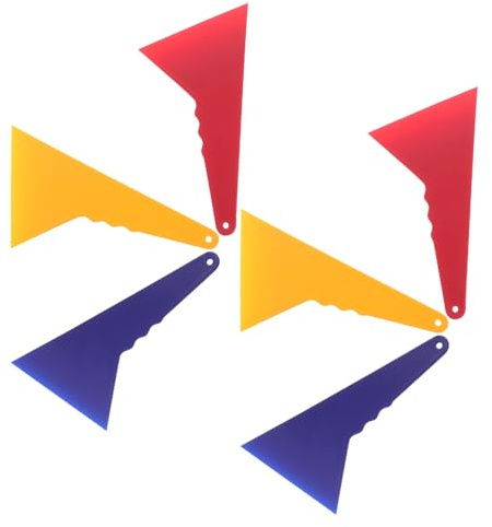 Hemobllo - Juego de 6 espátulas triangulares para película automática y herramientas flexibles y ligeras para alisar ventanas y colocar vinilo raspador de acabado seguro para tinte de coche y