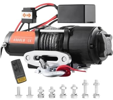 Argano elettrico da 4500 libbre for ATV UTV, verricello con fune in nylon telecomando wireless o cablato for il traino di fuoristrada, SUV, camion, auto(Steel rope)
