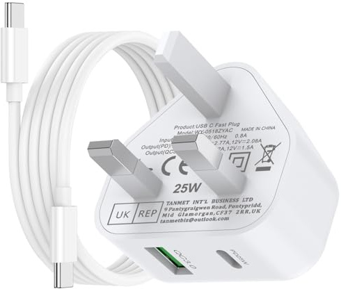 iPhone 17 16 15 Charger USB C Fast Charger Cable and Plug UK 1M USBC Charge for New Apple i Phone 17 Pro/17 Air/17 Pro Max/16e/16 Pro/16 Pro Max/16 Plus/15 Pro Max Plus,With Type C to C Charging Lead