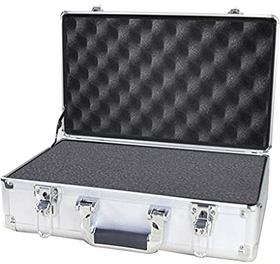 Lockable Aluminum Hard Case - Portable Foam Tool Storage Briefcase, Moisture-Proof & Shock-Resistant Transport Case for Tools, Equipment & Accessories (Silver, 435x320x135mm)