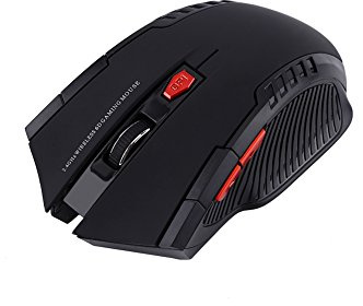Bewinner Mini Mouse Ottico Wireless Portatile da Gioco da 2,4 GHz per PC Portatile, Mouse da Viaggio Compatto Regolabile 800/1200 DPI a 6 Pulsanti, Rosso, con Risparmio Energetico Intelligente,