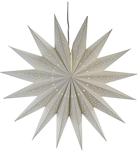 Cepewa 33799 Papierstern weiß Weihnachtsstern Ø 60 cm inklusive Kabel 1,5m und Fassung ( E14 ) Fensterlicht