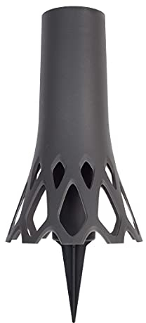 Plastia Grabvase mit Erdspieß Roseta Anthrazit 1,3 L - Friedhofsvase aus Kunststoff - Steckvase als Grabschmuck Witterungsbeständige Blumenvase