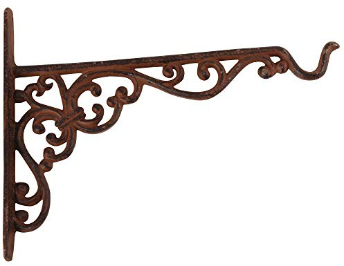 Esschert Design 2 Stück Wandhaken, Blumenhaken für Blumenampel, Hängekörbe, Größe M, ca. 25 cm x 2,4 cm x 19 cm