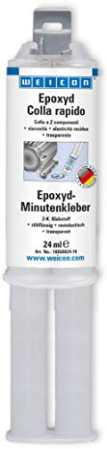 WEICON Epoxy Colla Rapida, siringa doppia da 24 ml, colla epossidica bicomponente per metallo, legno, pietra, plastica, vetro, ceramica, VTR, ecc. | trasparente/cristallino