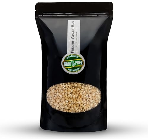 Premium Gourmet White Popcornmais Butterfly 1 KG aus Amerika | Zart Fluffig und wenig Spelzen | Popcorn Kinopopcorn frische Beutel im wieder verschließbarem Beutel GMO Frei