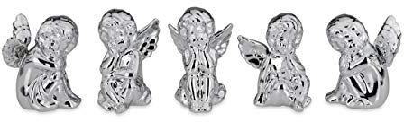 k/A Engelfiguren versilbert, Engel im 5 teiligen Set, Engel sitzend, Himmlische Geschenke