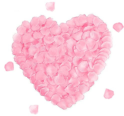 Rayong 1000 Stück Rosenblätter Rot Rosenblüten Künstliche Gefälschte Rosenblätter Rosen Blätter Romantische Deko für Romantische Atmosphäre und Hochzeit, Valentinstag, Party Dekoration (Rosa)