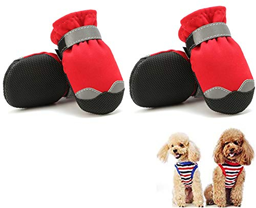 Pfotenschutz Hund Hundestiefel SchüTzen Sie Die FußSohlen Reflexstreifen Atmungsaktiv wasserdichte Hundeschuhe Geeignet Zum Wandern Outdoor Camping red,#3