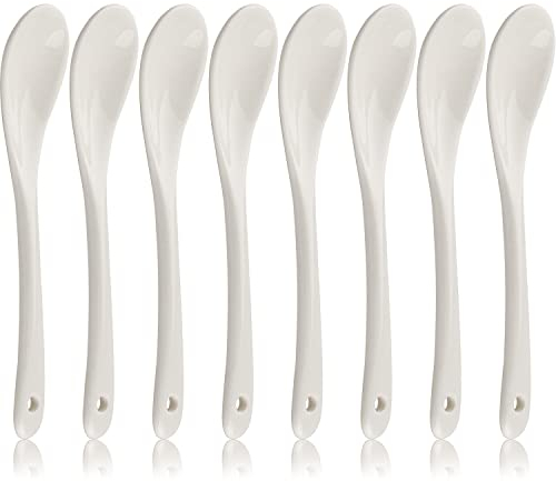 Leegg Eierlöffel aus Porzellan für Kaffee, Tee und Dessert, 8 Stück
