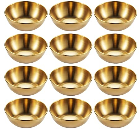Lot de 12 coupelles à sauce en acier inoxydable - Petits coupelles à sauce - Bol à sauce - Bol à sauce - Bol à sauce - Pour tapas, dessert ketchup - 8 cm