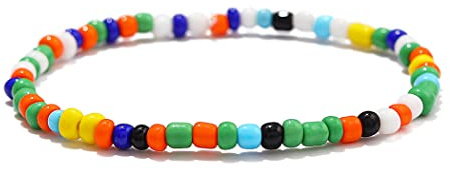 Handcess Boho Fußkettchen Damen Perlen Fussketten Bunte Elastische Fußkette Perlen Fußschmuck für Frauen und Mädchen