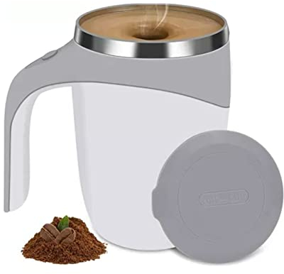 SEAFRONT Tazza con Agitazione Automatica Tazza di Miscelazione Automatica da 380 Ml Tazza da caffè Magnetica Automatica in Acciaio Inossidabile 304 con Coperchio per Viaggi in Ufficio a