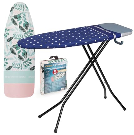 Vitapur Premium Bügelbrett mit 2 Hochwertigem Bügelbezug - Stabiles & Höhenverstellbares Tischbügelbrett, Dampfbügelstation geeignet - Langlebiges Dampfbügelbrett, Ironing Board, Bügeltisch