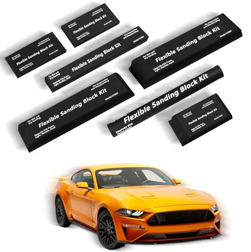 Sanding Block Kit 7 PC - Auto Body Sanding Block Kit,Automotive Sanding Blocks,Sanding Blocks Auto Body,Flexible EVA Foam Wet or Dry Sanding Blocks Set,Car Sanding Block,Light,Semi Rigid,Black