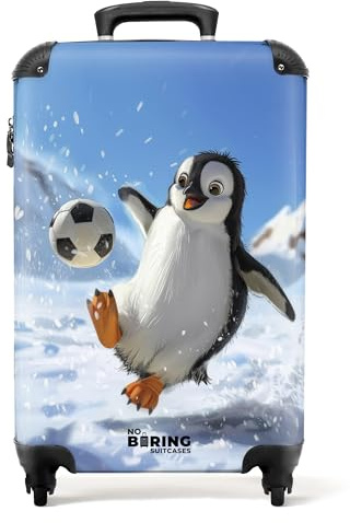 NoBoringSuitcases© Kinderkoffer, Kinder Koffer, Koffer Kinder, Kinder | 55x40x20 cm - Reisekoffer, Trolley Kinder, Kinder Koffer mit Rollen, Reisekoffer, Koffer 10kg, Handgepäck (Pinguin - Weiß)