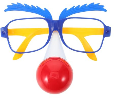 DEARMAMY Clownbrille Mit Roter Nase Partybrille Lustige Verkleidung Brille Für Karneval Fasching Geburtstagsfeier Fotorequisite Kostümzubehör