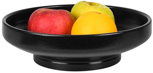 SLIVOUS Frutero de cerámica para encimera de cocina, cuenco grande y moderno de pedestal de 10.2 pulgadas para encimera de mesa, cuenco decorativo con pies para decoración del hogar (negro)