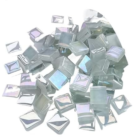 WJLYDM Mosaiksteine 50PCS Quadratische Kristallglas Schillernde Mosaiksteine ​​DIY Handgemachte Kinderdekoration Zubehör Aufkleber FüR Basteln Deko(9)