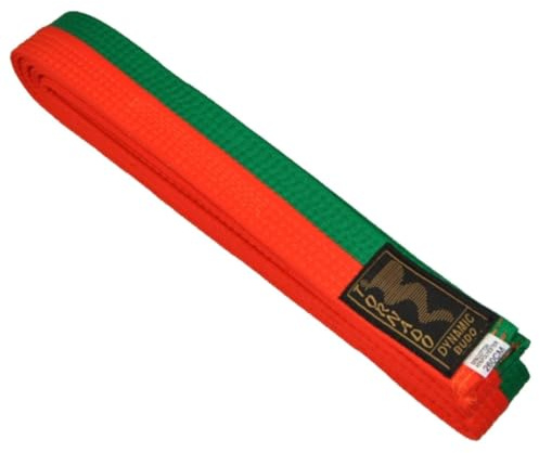 TEKKA BUDO Kampfsport Gürtel mittig geteilt 2-farbig - Budogürtel halb halb gestreift, Karate, Judo, Taekwondo, Ju-Jutsu - Länge 220 bis 330 cm