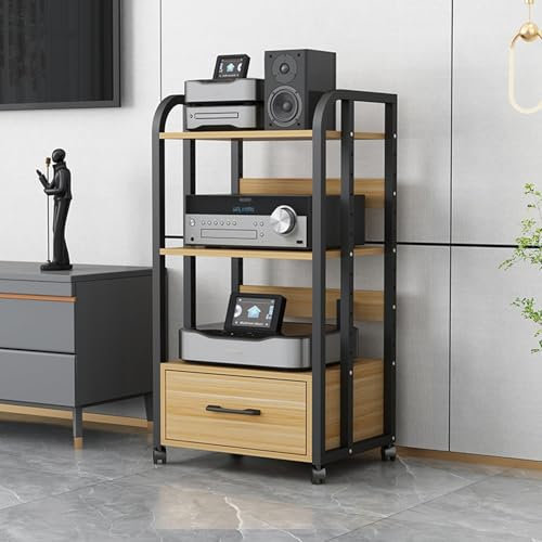 Mobile hifi mobile giradischi,rack audio mobile con ruote universali,mobili per hifi,mobile stereo in legno rack audio,mobile stereo hi fi rack hifi av media stand a 3 livelli,HiFi Av Media Stand(Wood