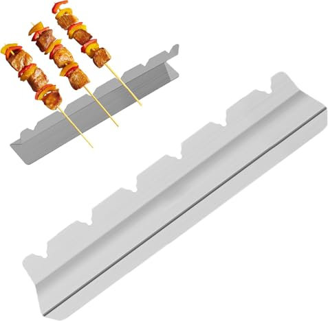 Samuliy Shish Kabob - Soporte para brochetas de parrilla | Soporte para pinchos de barbacoa, soporte para brochetas de acero inoxidable, estante ancho para brochetas de shish kebab