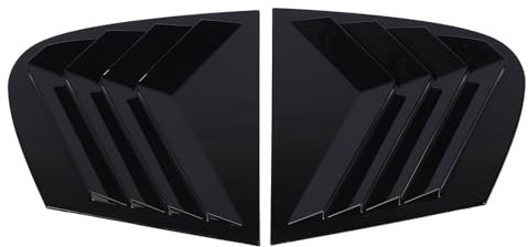 2 Pièces Volet Latéral de Fenêtre Arrière Persiennes de Fenêtre Latérale Arrière Persiennes de Fenêtre Couvercle de Pelle Noir Brillant Résistant aux Intempéries Construction