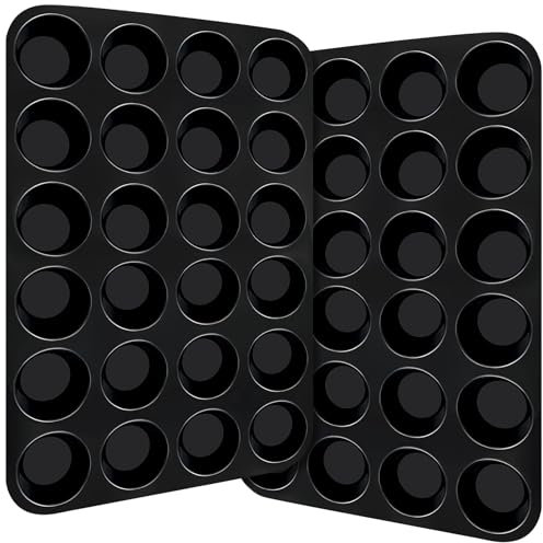 Xpieoyrm Teglia per Muffin, 2 confezioni da 24 cavità rotonde per cupcake, stampo per muffin in silicone con superficie antiaderente, BPA-free Teglia Muffin, per Biscotti Torte Budini