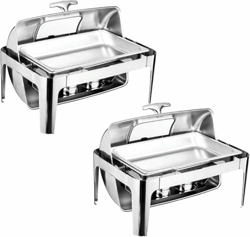 Chafing Dish Buffet Set, 9L Insulated Heater, Rectangular Heater With Visible Rolltop Food Tray, Water Extra Fuel Rack For Weddings, Parties, Banquets, Food~/