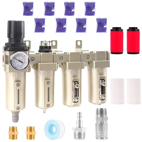 Sistema di essiccazione del compressore d'aria a 4 stadi di grado industriale NPT da 3/4, 0-240 PSI, filtri antiparticolato e coalescente, sistema di separazione dell'acqua del compressore d'aria di