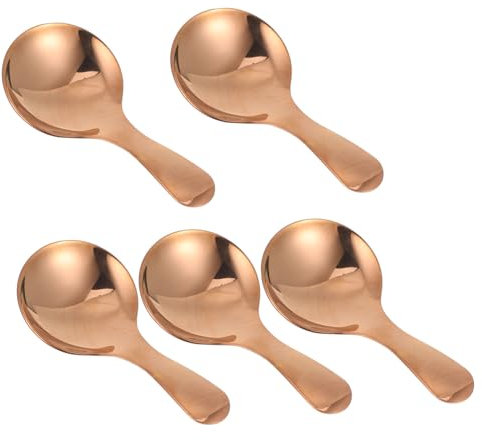 Abaodam 5pcs Stainless Steel Mini Spoons Short Handle Spoon for Salt Condiments Espresso Honey Tea Dessert