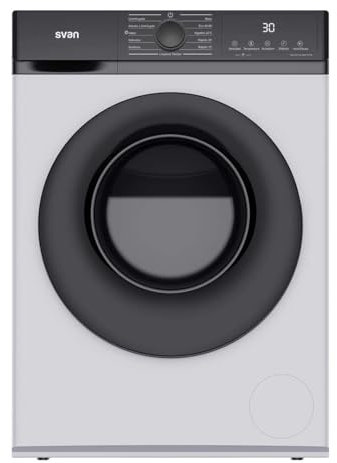 Svan Lavadora 8 Kg Carga Frontal Blanco SL8203AIDV. 1600W, 1200rpm, Motor Inverter, 11 Programas, Función Stop&Go, Tambor Diamante, Clase de Eficiencia Energética A