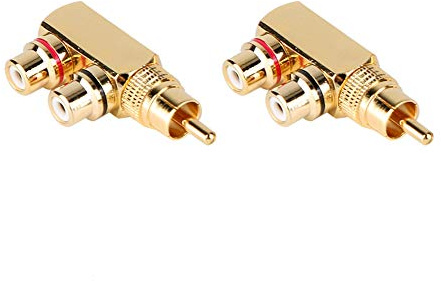 Adaptador Macho a Hembra 2 Piezas Conector de y Video en Ángulo Derecho Divisor Triple para Hogar Cine en Casa y Equipos Electrónicos