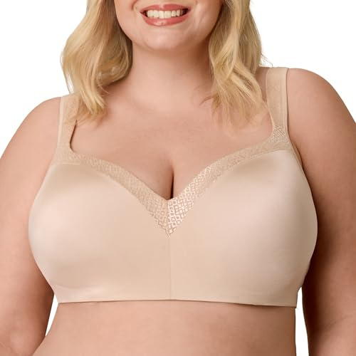 PLAYTEX Women's Balconette Underwire Bra, Plus-Size Bras Available, Full Coverage, Moisture-Wicking, 4802 Almond