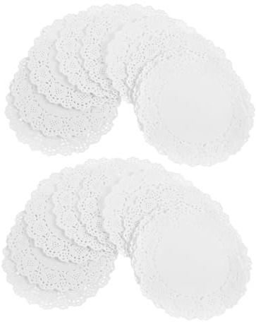 Mobestech 150pcs Paper Doily Round for Dessert Trays Wedding Decor Lace Doilies Oil Absorbing Food Safe for Table Settings