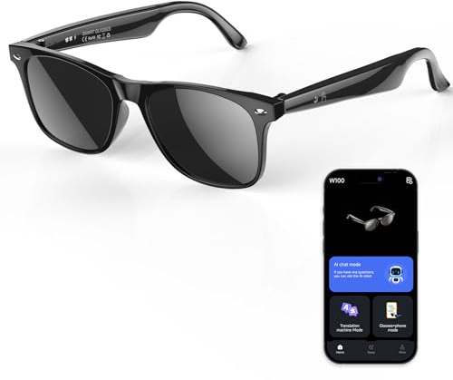ODOROABA 2025 Occhiali da Sole Bluetooth Uomo Donne con Traduzione AI, Traduttore Multilingue Autonomia 50 Ore, Protezione UV, Controllo Cocale, Compatibili Android e iOS Leggeri e Comodi