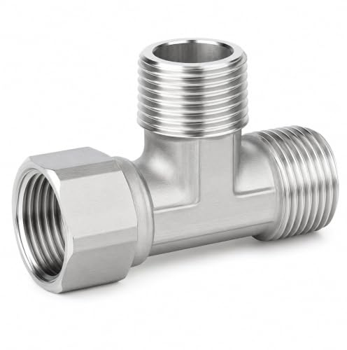 QZKJQDD Stainless Steel 304 1/2 BSP Male, T Shaped 3 Way Pipe Fitting, Right Flexible Movable Tee Connector, for Water, Gas, Oil, and Fuel Applications Pipe Connecting Conversion