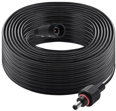 KUOQIY 10m 5.5x2.1 mm IP67 Wasserdichtes DC Power Verlängerungskabel, 12V 24V DC Männlich Weiblich Verlängerung Kabel Netzkabel Verbinder 22AWG, für Solar Gartenleuchten