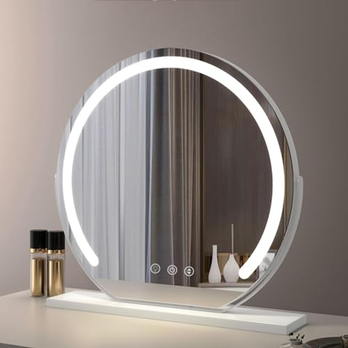 Specchio da toeletta illuminato – Specchio autoportante con 3 temperature di colore per trucco e rasatura, decorazione illuminata a LED, 60 x 60 cm
