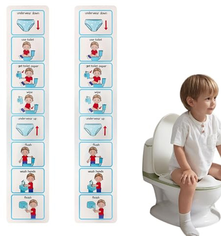 Tabla de recompensas de entrenamiento de inodoro, 2 piezas, 10 x 51 cm, ayuda visual para el entrenamiento de orinal para niños, ayuda para monitorear el comportamiento del baño, enseña a los niños a