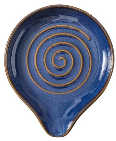 Repose-cuillère pour cuisine, porte-cuillère en céramique avec motif en spirale, repose-ustensiles de cuisine, repose-cuillère à café pour spatule, cuillères ou pinces, passe au lave-vaisselle