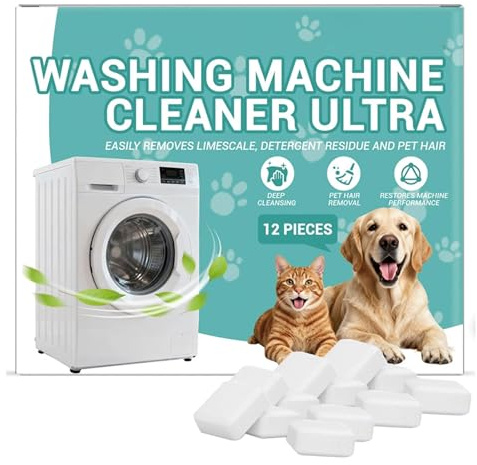 Waschmaschinenreiniger Tabs 12 Stück,Waschmaschinen Reiniger Tabs mit Tiefenreinigung Formel für Haustierbesitzer