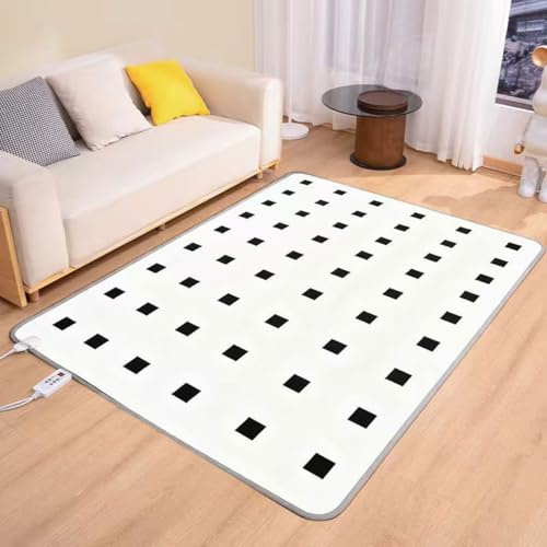 Electric Heated Area Rug, Infrared Radiant Floor Heater, Electric Heating Carpet with Timer, Fast Warm Up, Indoor Floor Heater, for Home Office Study Playroom(50x80CM)