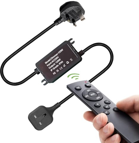 Skeerei 230V IP65 Dimmer for Outdoor Festoon Lights, Dimming&Timming& 3 Light Modes, RF Remote Control+125W Dimmable Controller for 230V LED Garden Lights String Fairy Lights with UK Plug