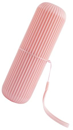 DIYEAH Boîte de Rangement Portable Rose pour Brosse à Dents et Dentifrice, Gobelet de Voyage Compact en Plastique Solide, Organiseur 1 Pièce Accessoires de Voyage et Salle de Bain