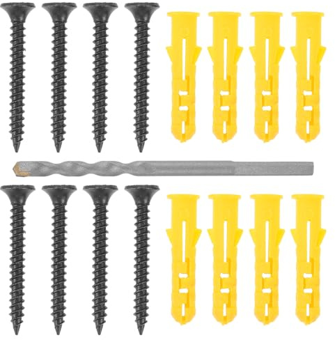 ABOOFAN Juego de Anclajes para Placas de Yeso y Tornillos de Pared Anclaje de Acero y Abs, Incluye Broca de Diamante para Muro de Concreto, 1 Set Completo