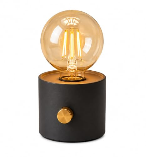 ASCEND 21 Edison Glow™ Design-Tischlampe, Vintage-Stil, Schwarz mit Gold, Dekolampe für Wohnzimmer, Schlafzimmer & Homeoffice