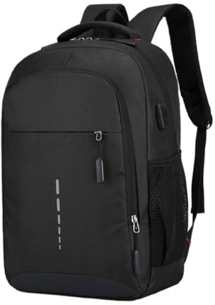 Kelvix Stänksäker arbete resor högskola pack affärsryggsäck fritid resor dagväska med USB-port reflekterande remsor laptop-paket, Svart, 44x13x30cm, Avslappnad